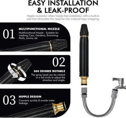Portable High Pressure Water Nozzle (Black)